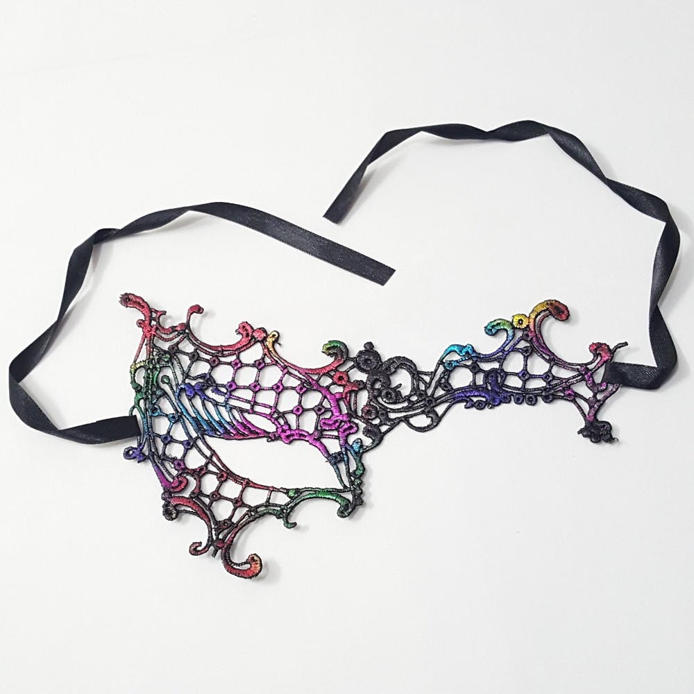 ⤵⤵#3 Phantom Half Face Multicolor Lace Mask - Picture 2 of 4